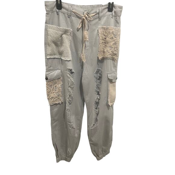 POL Pants - POL CLOUD BLUE DISTRESS JOGGERS